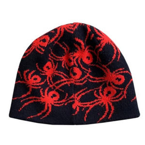 Spyder Kids All Over Print Black & Red Fleece Lined Beanie Hat